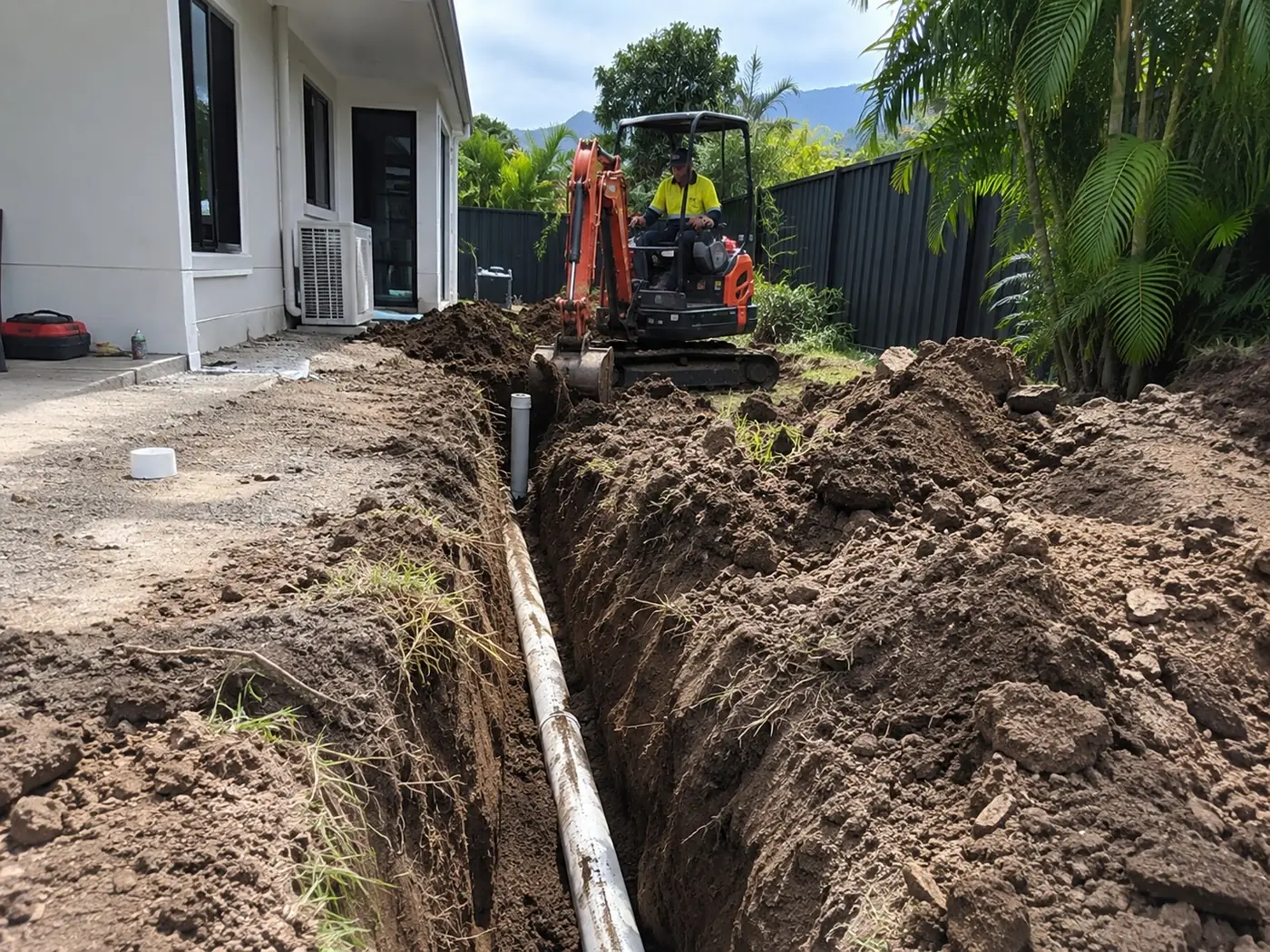 Our Darwin crew digging a service trench