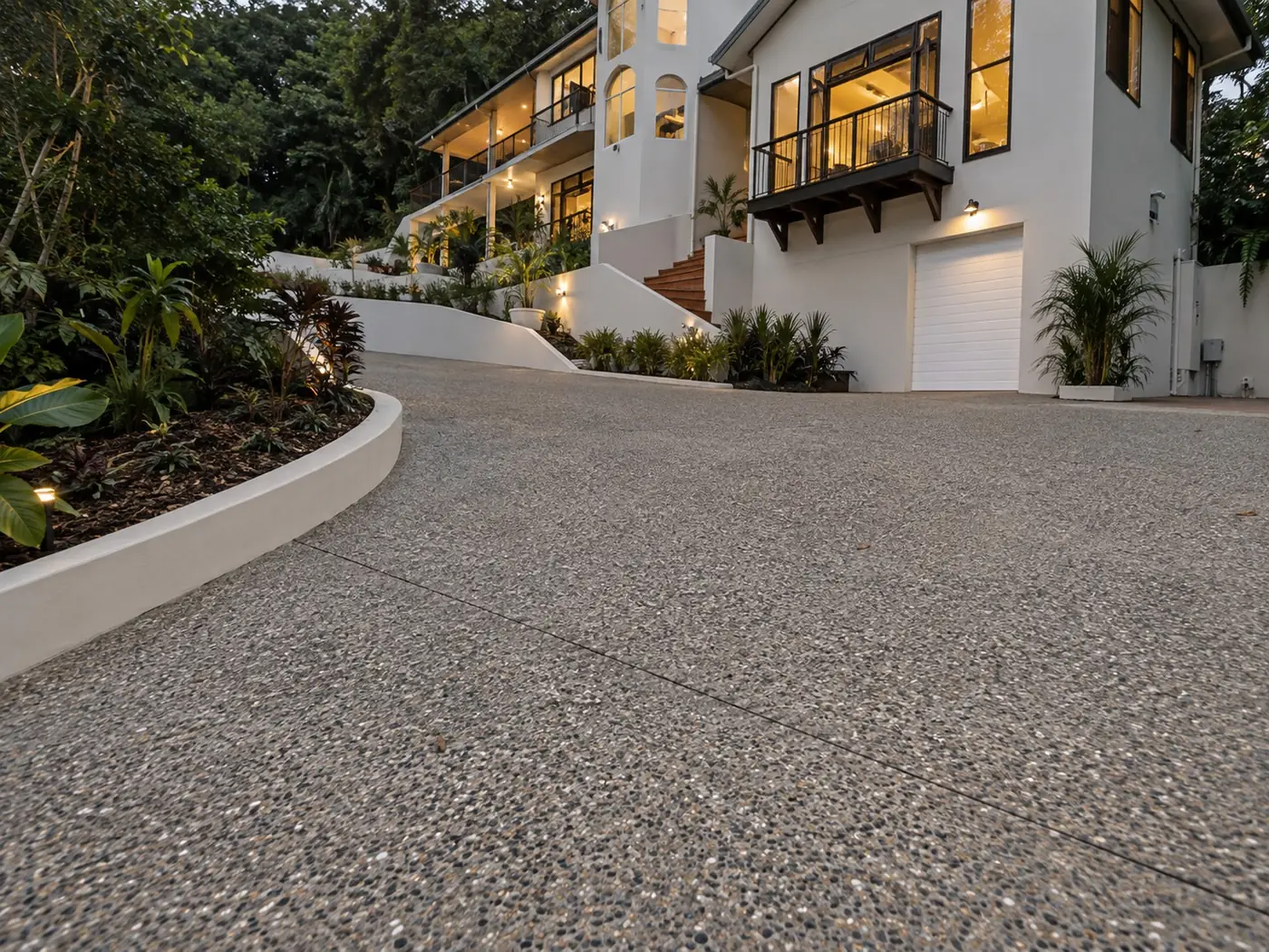 An exposed aggregate driveway poured by our Darwin team
